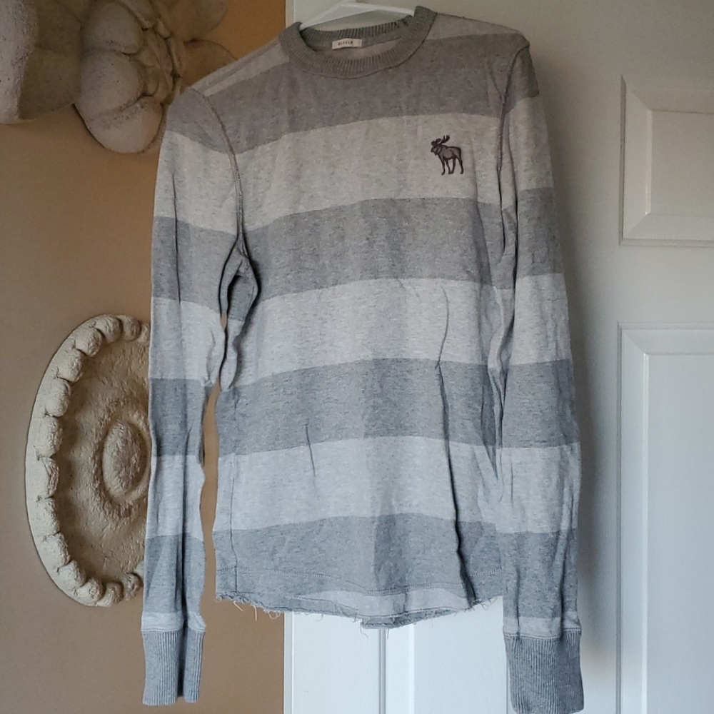 🌟 Men's ABERCROMBIE Gray Long Sleeve MUSCLE Tee 🌟